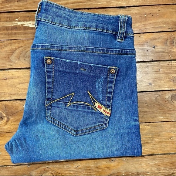 Parasuco jeans low rise lightly distressed straight skinny leg stretchy denim 28 - Picture 5 of 12